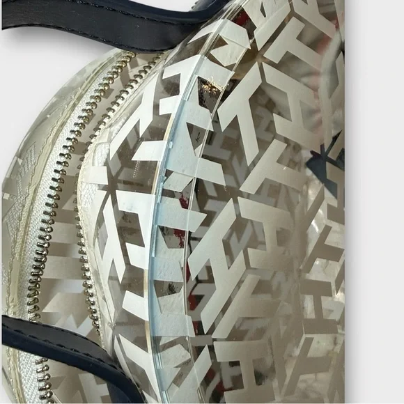 GUC Tommy Hilfiger White and Gold Transparent Monogram Circular Crossbody Bag - Picture 9 of 9